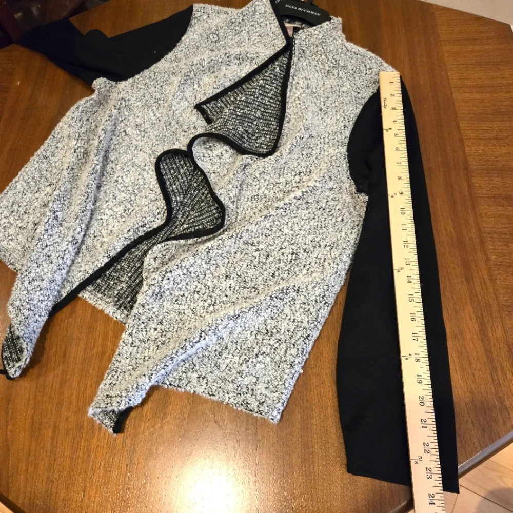 Roz & Ali Black& White Open Draped Cardigan Size XL - Picture 10 of 10